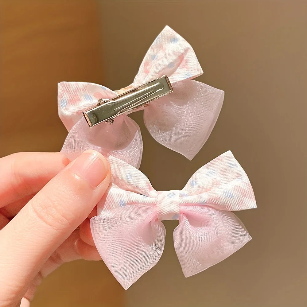 Cute Bow Design 10 Pieces of Sweet Pink Hairpins for Girls
