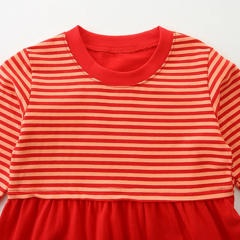 Girls’ Stylish Cartoon-Design Long-Sleeve Casual Dresses