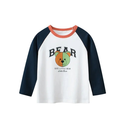 Trendy Boys Long Sleeve Bear Cartoon Design Cotton T-Shirts childrensterritory