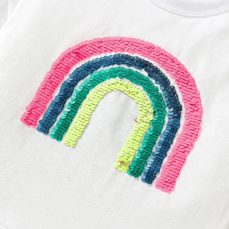 Girls Rainbow Print Clothing Sets for Summer childrensterritory