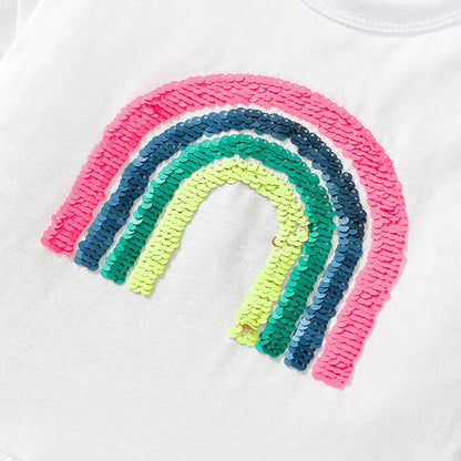 Girls Rainbow Print Clothing Sets for Summer childrensterritory