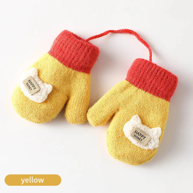 Cartoon Design Knitted Warm Gloves for Baby/Kids