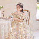 Kids Girls Fluffy Gauze Sequins Gown Evening Princess Dress childrensterritory