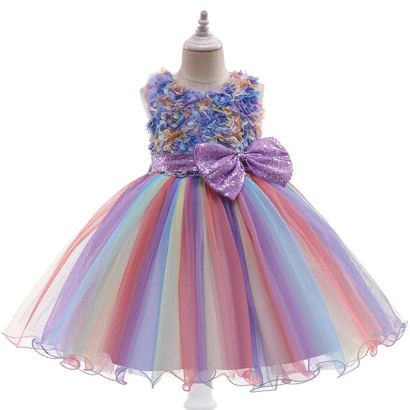 Baby/Kids Girls Colorful Flower Sequin Design Tutu Party Dresses