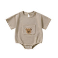 Baby Boys/Girls Bear Embroidery Waffle Bodysuit childrensterritory