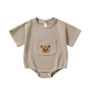 Baby Boys/Girls Bear Embroidery Waffle Bodysuit childrensterritory