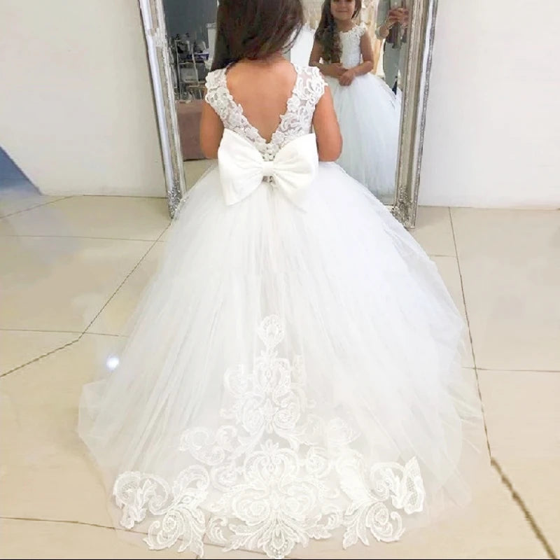 Baby/Kids Girls Long Lace Design First Communion Gowns childrensterritory