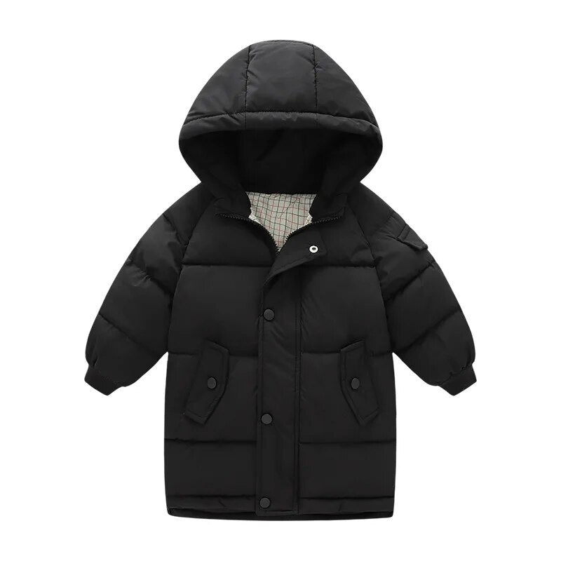 Kids Girls Mid-Length Hooded Windbreaker Coats childrensterritory