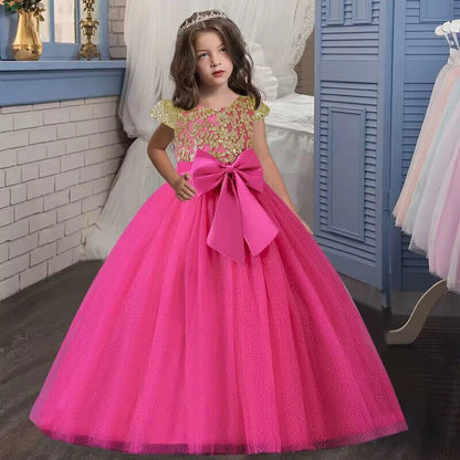 Big Bow, Gauze Lace Princess Birthday Party Dresses for Girls childrensterritory