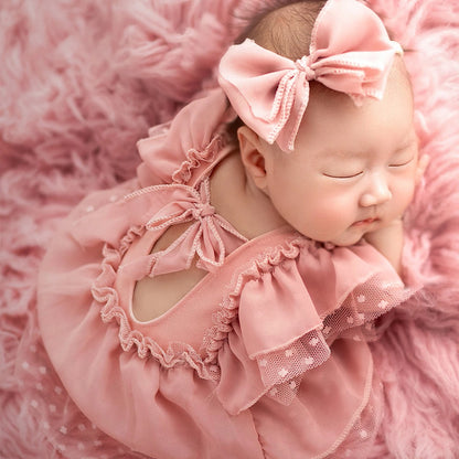 Newborn 2 Pieces Romper and Bow Hairband Photography Outfit childrensterritory