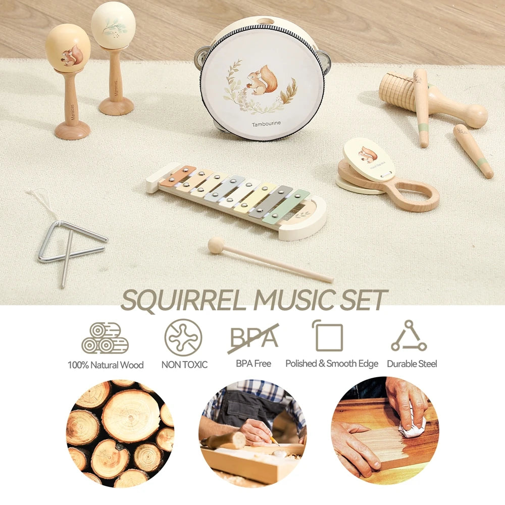 Wooden Musical Instruments for Early Education in Infants