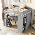 Full-size Loft Bed with Closets and Two-Drawer Desk with Cabinet childrensterritory