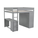 Full-size Loft Bed with Closets and Two-Drawer Desk with Cabinet childrensterritory