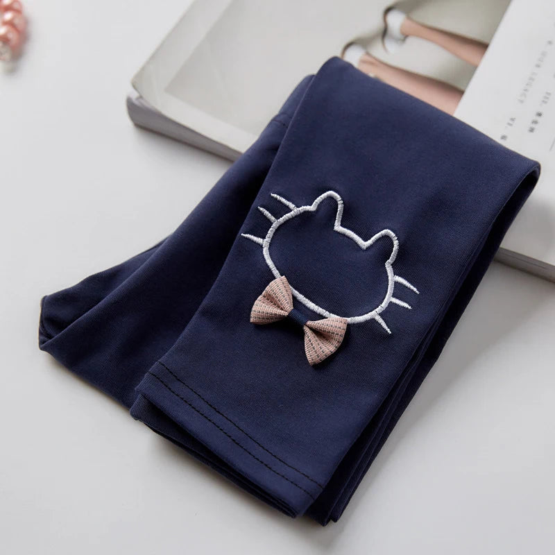 Kids Girls Kitty Design Skinny Cotton Leggings childrensterritory