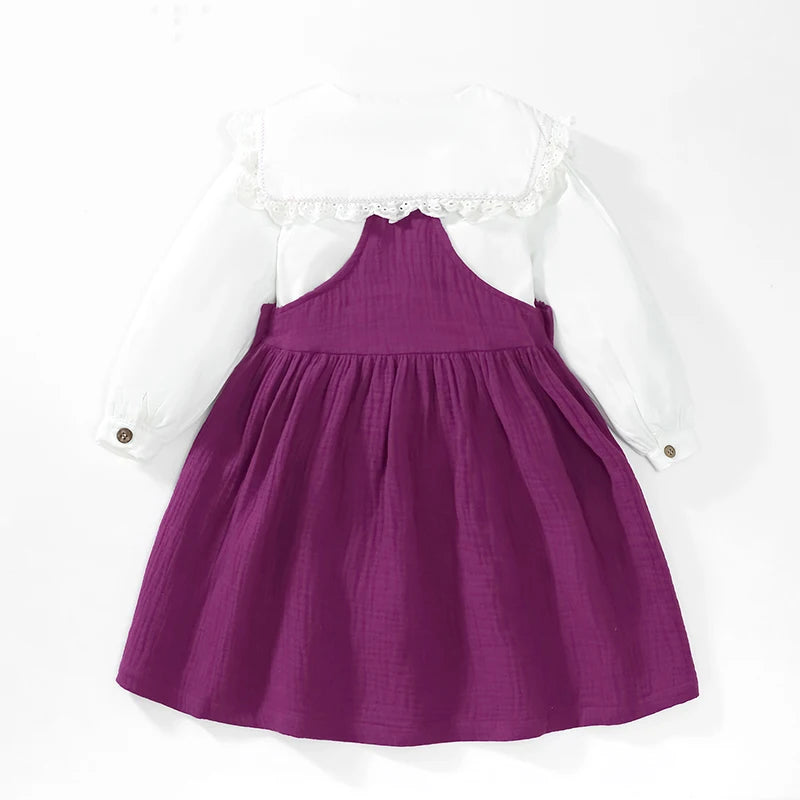 Floral Embroidery Shirt with Dress 2pcs Set for Little Girls childrensterritory
