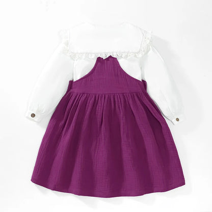 Floral Embroidery Shirt with Dress 2pcs Set for Little Girls childrensterritory