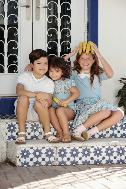 Sister and Brother Matching Cotton Floral and Knitted Clothes Set childrensterritory