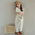Summertime Girls' Bowknot Nylon Lace Design Textured Top + Pants childrensterritory