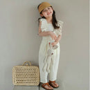 Summertime Girls' Bowknot Nylon Lace Design Textured Top + Pants childrensterritory
