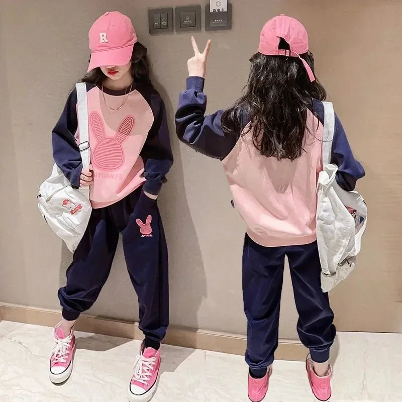 Cartoon Rabbit Pattern Girls Casual Sports Suit childrensterritory