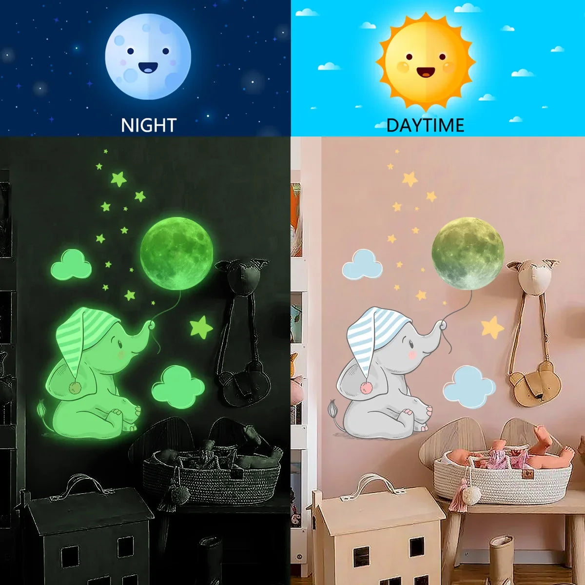 Glow-in-the-Dark Cartoon Design Luminous Wall Stickers