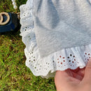 Lace Design Half Sleeves Girls Summer Casual Clothing Set childrensterritory