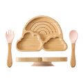 Baby Wooden Tableware Set with Silicone Suction Handle childrensterritory