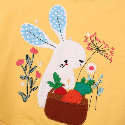 Kids Girls Rabbits Appliques Cotton Sweatshirts childrensterritory