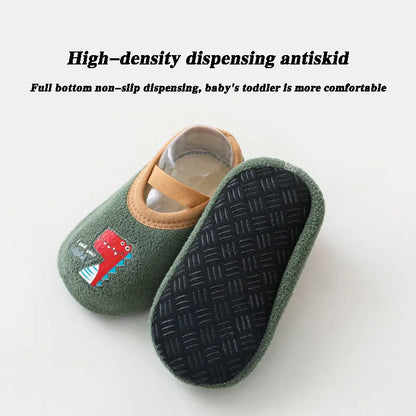 Cartoon Design Floor Shoes with Rubber Sole for Baby childrensterritory