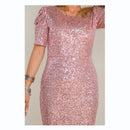Mom And Daughter Pink Sequins Wedding Party Dresses childrensterritory