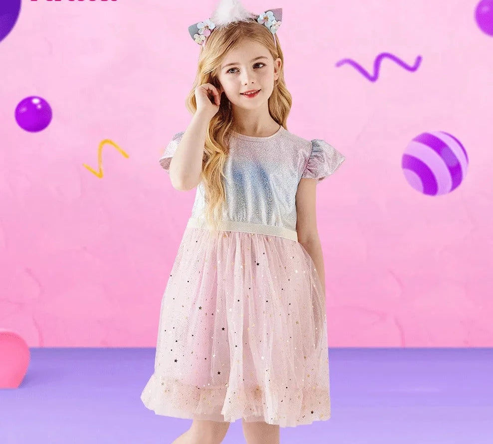 Kids Girls Sleeveless Sequin Princess Dresses for Summer childrensterritory