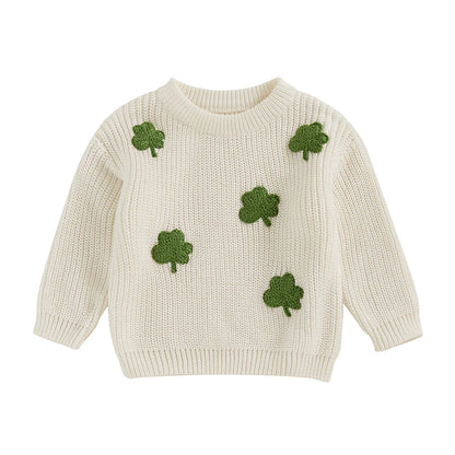 Toddler Clover Embroidery Adorable Pullover Tops childrensterritory