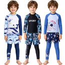 Long Sleeve Printed Sun Protection Kids 3 Piece Swimsuit