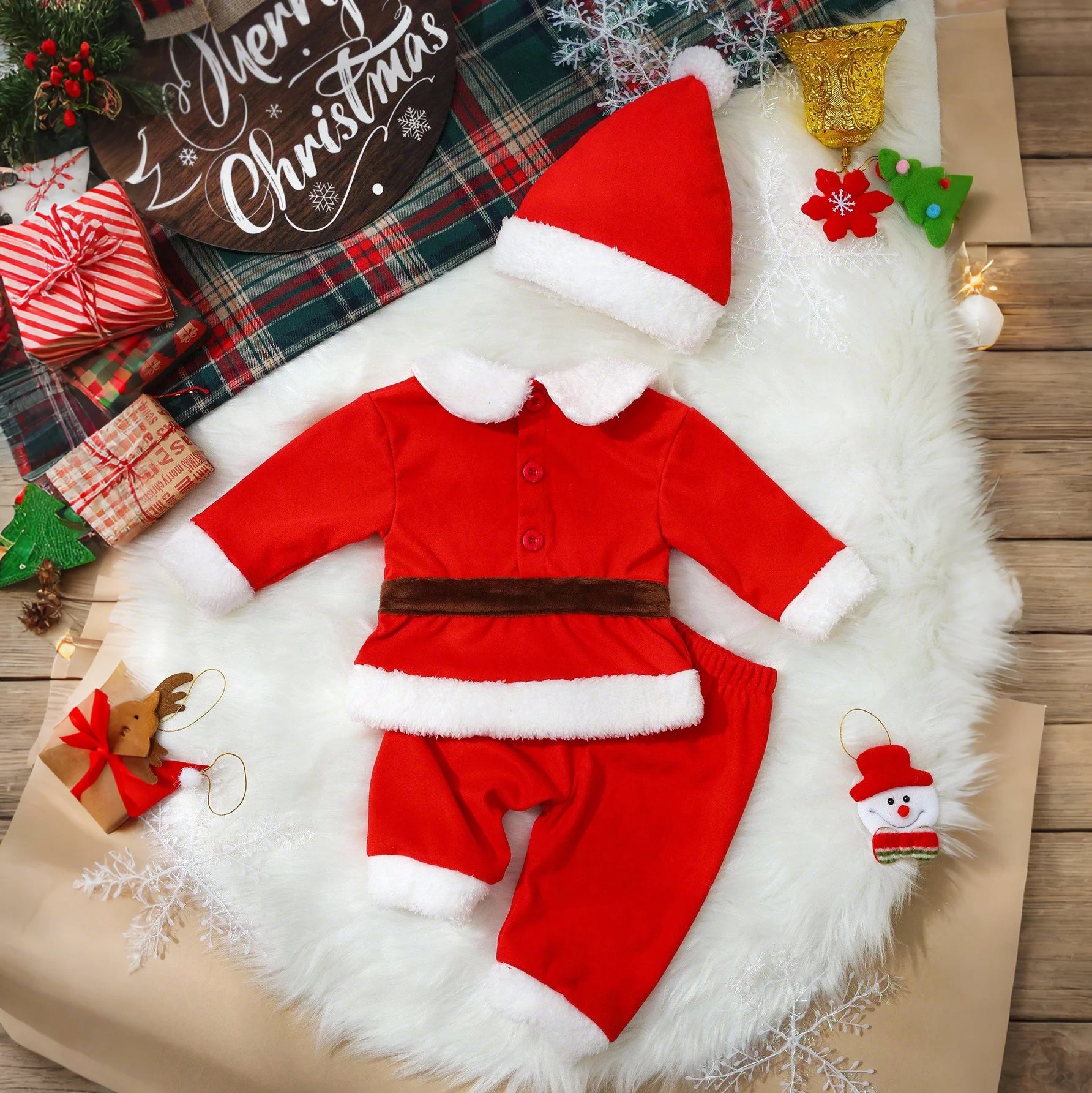 Long Sleeves Baby Christmas Clothing Set