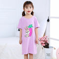 Kids Girls Unicorn Cartoon Design Soft Cotton Long Night Dresses