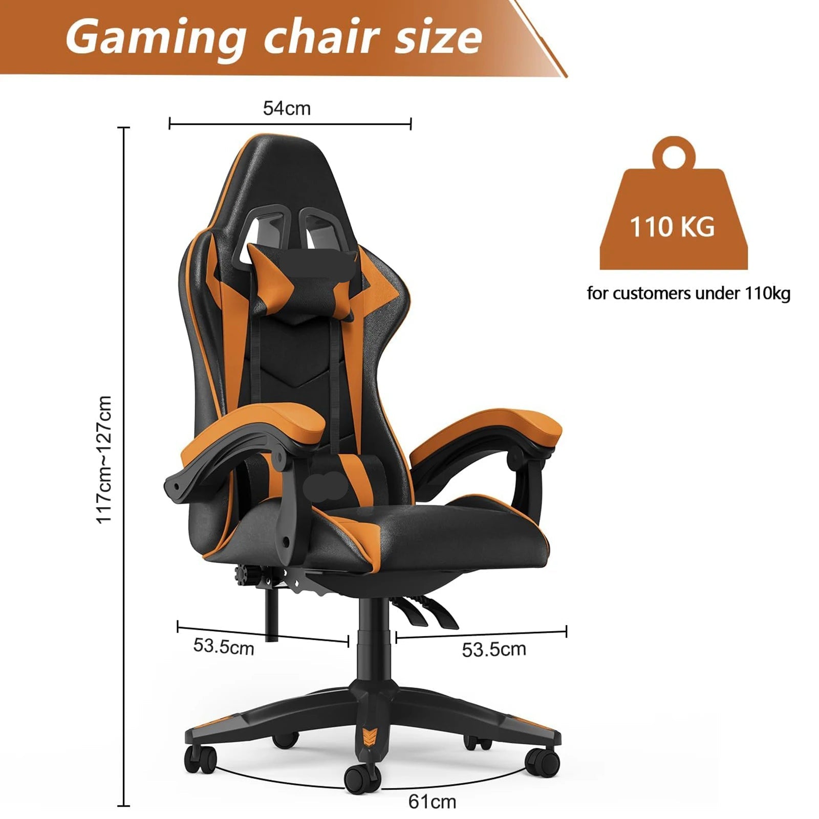 PU Leather Gaming Chair with Headrest and Lumbar Support childrensterritory