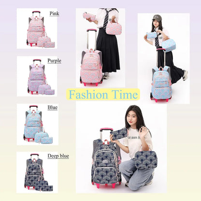 Waterproof Printed School Bags Set with or without Wheels for Kids