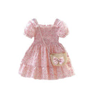Kids Girls Floral Summer Princess Dress with Sling Bag childrensterritory