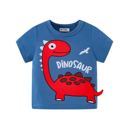 Green Cartoon Frog Print Summer T-Shirts for Kids