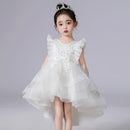 Lace Flower Embroidery Fluffy Mesh Trailing Girls Party Dresses childrensterritory