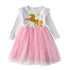 Cartoon Print Long Sleeve Girls Sequined Princess Dresses childrensterritory