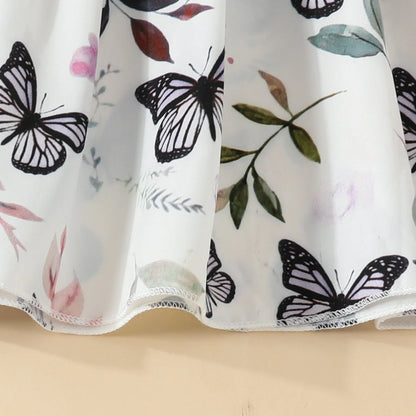 Butterfly Print Sleeveless Summer Party Dresses for Little Girls childrensterritory