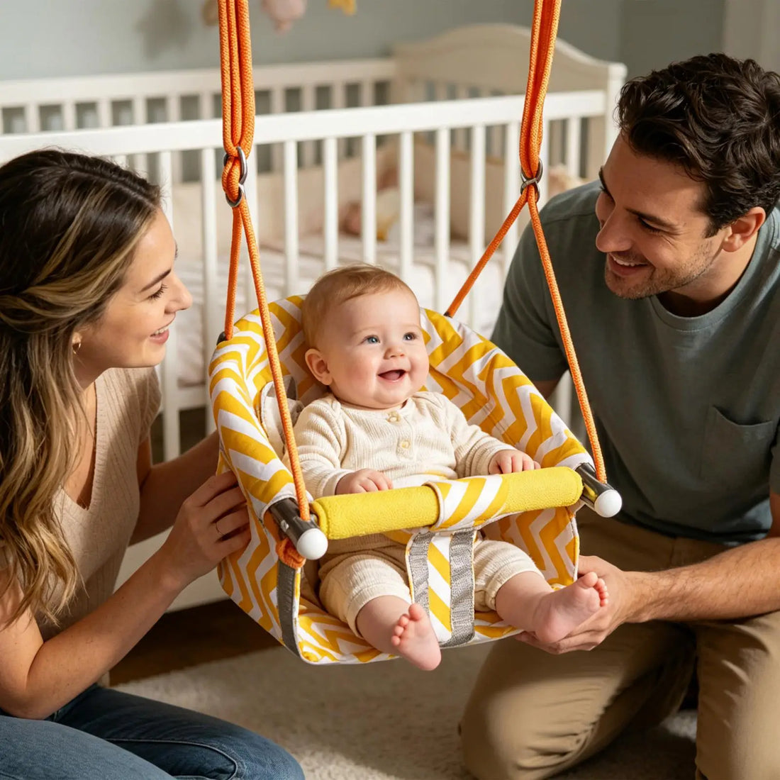 Cartoon Canvas Baby Wood Hanging Chair Outdoor Toy