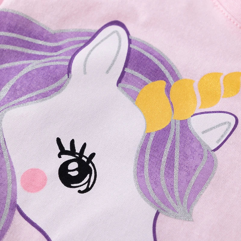Kids Girls Unicorn Prints Cotton Clothes Set for Summer childrensterritory