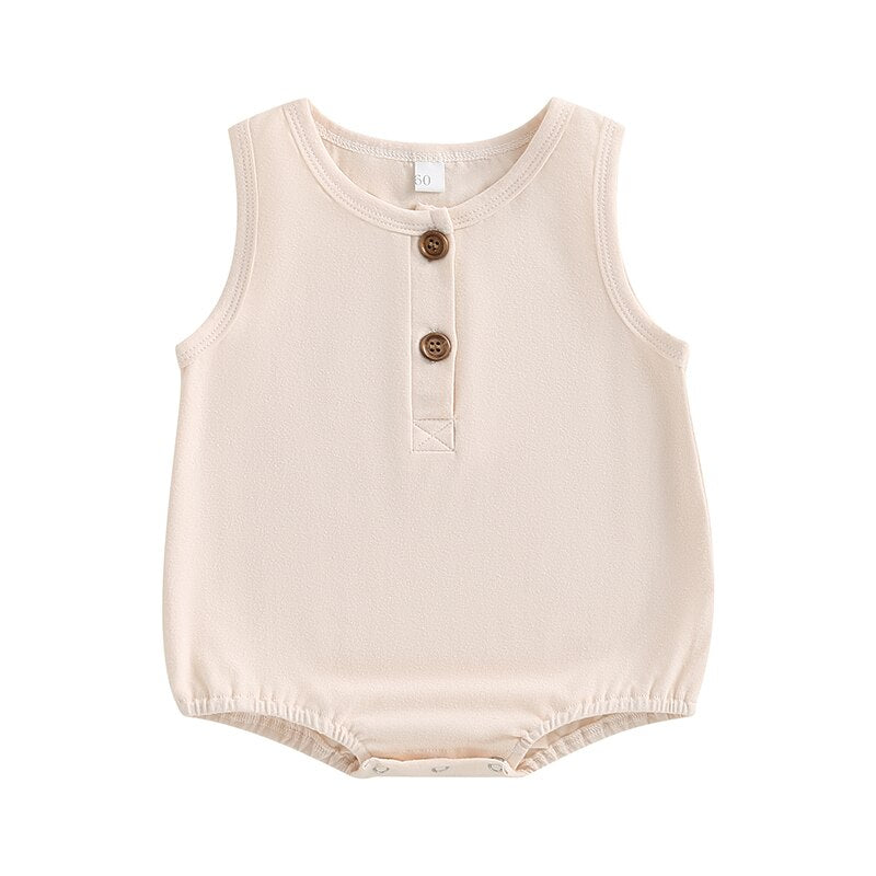Solid Color Sleeveless Baby Girls Boys Summer Bodysuit childrensterritory