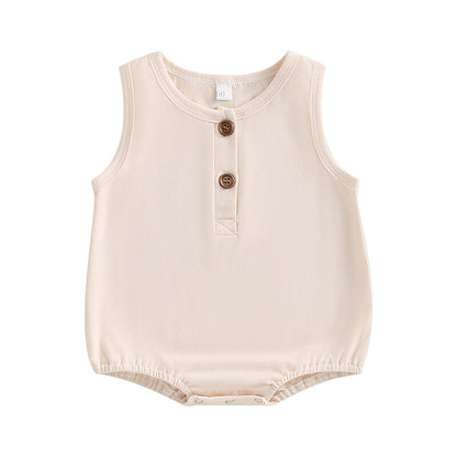 Solid Color Sleeveless Baby Girls Boys Summer Bodysuit childrensterritory