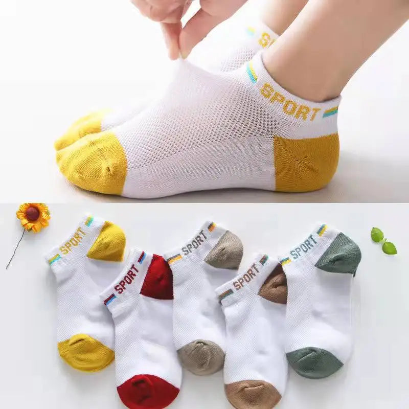Baby/Kids Thin Mesh 5 Pairs Soft Breathable Cotton Socks
