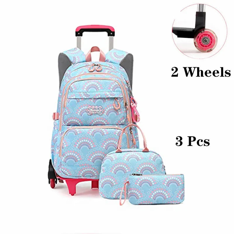 Waterproof Printed School Bags Set with or without Wheels for Kids
