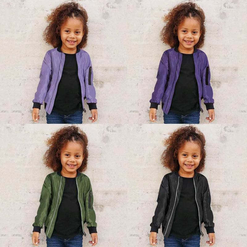 Kids Girls Boys Windproof Warm Jacket With Pockets