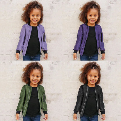 Kids Girls Boys Windproof Warm Jacket With Pockets
